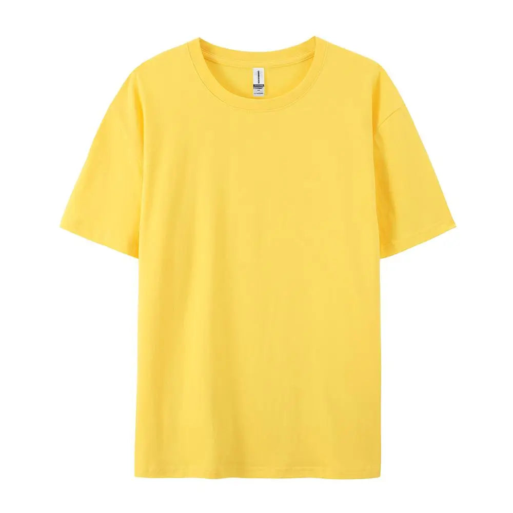 Loose Cotton Solid Tshirts Men Woman Short Sleeve Fashion Brand Trend Couple Clothing Tees Customized Candy Color Summer Tops
