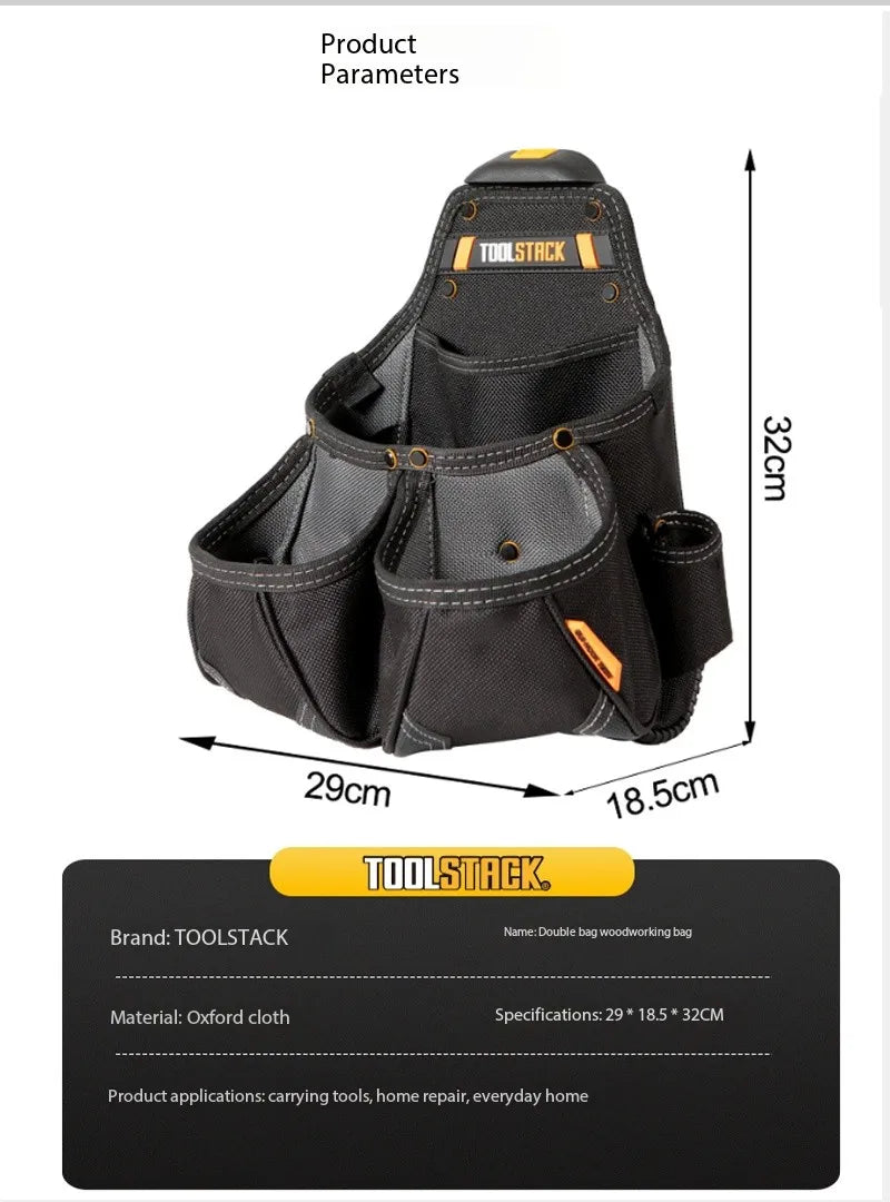 TOOLSTACK TSK-02 Framer Pouch Double -Pocket Multifunctional Tool Waist Bag Durable Bags Carpenters Pouch Tools Package Bag Work