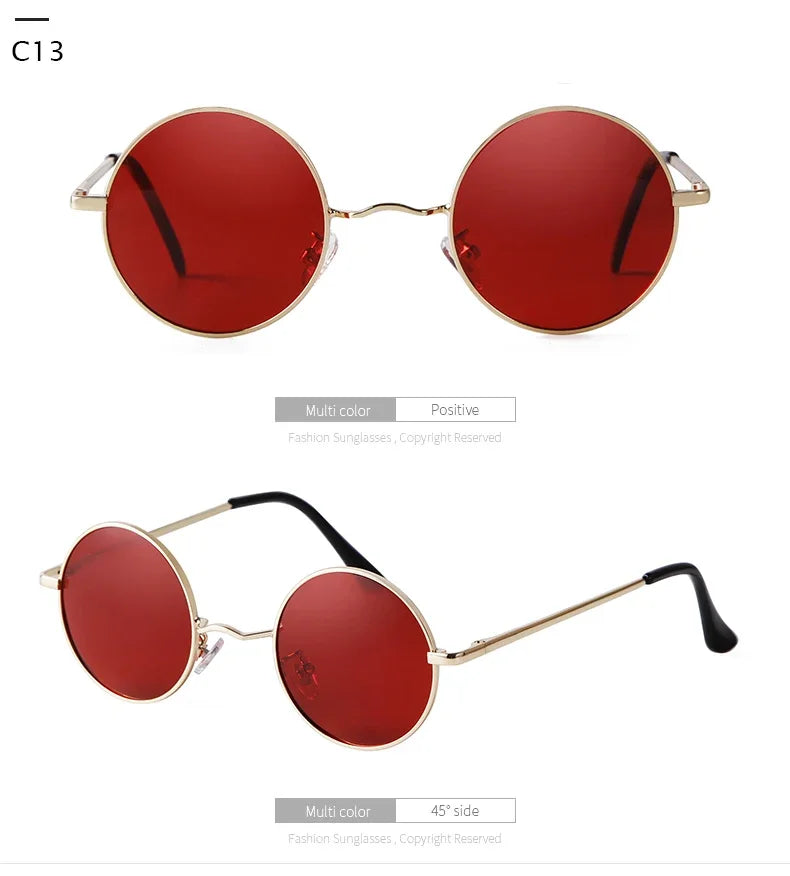 Trendy Round Polarized Sunglasses High Quality Brand Design Vintage Party Men Circle Small Frame Women Yellow Shades Sun Glasses