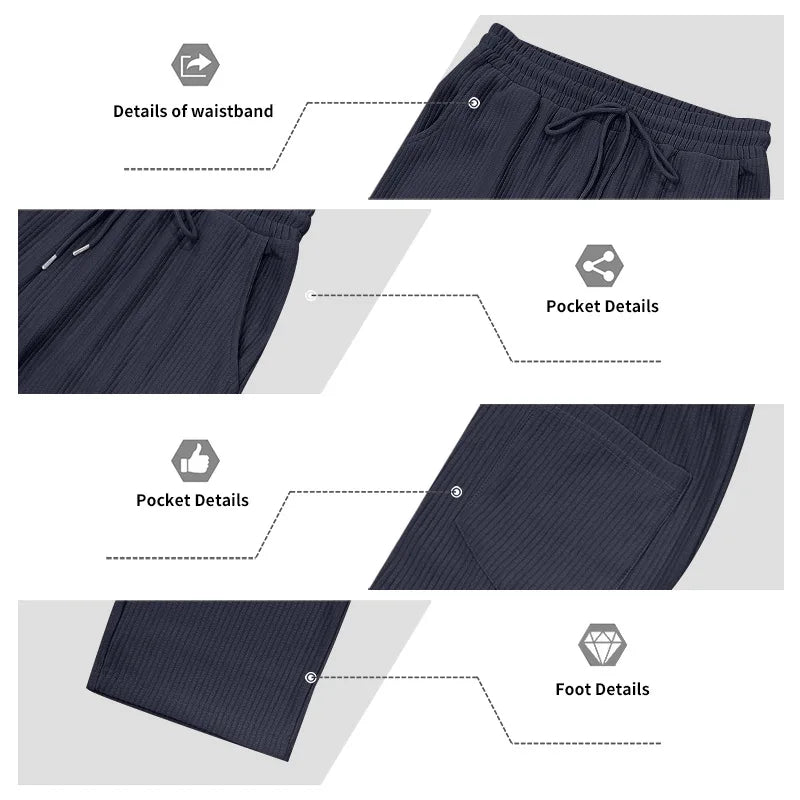 European and American Independent Station Men's Casual Trousers Loose Straight Pants Pit Strips Jacquard Wide Leg Pants