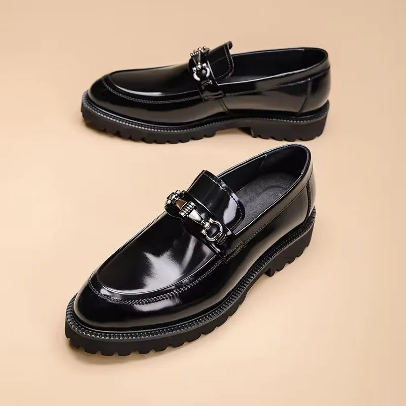 Men's Dress Leather Shoes Horse Street Buckle High Quality Men's Oxford Shoes Wedding Party Office Formal Shoe Large Size 38-48