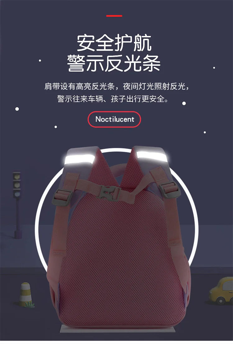New Large-capacity Backpack Children Kindergarten Backpack Boys Girls Kids Load-reducing Color-blocking Double-shoulder Bag