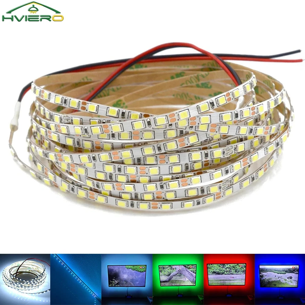 5M 600LEDs LED Strip 2835 DC12V 120LEDs/M Flexible Light Belt Led Ribbon Tape Home Decoration White Blue Red Green Lamp Strips
