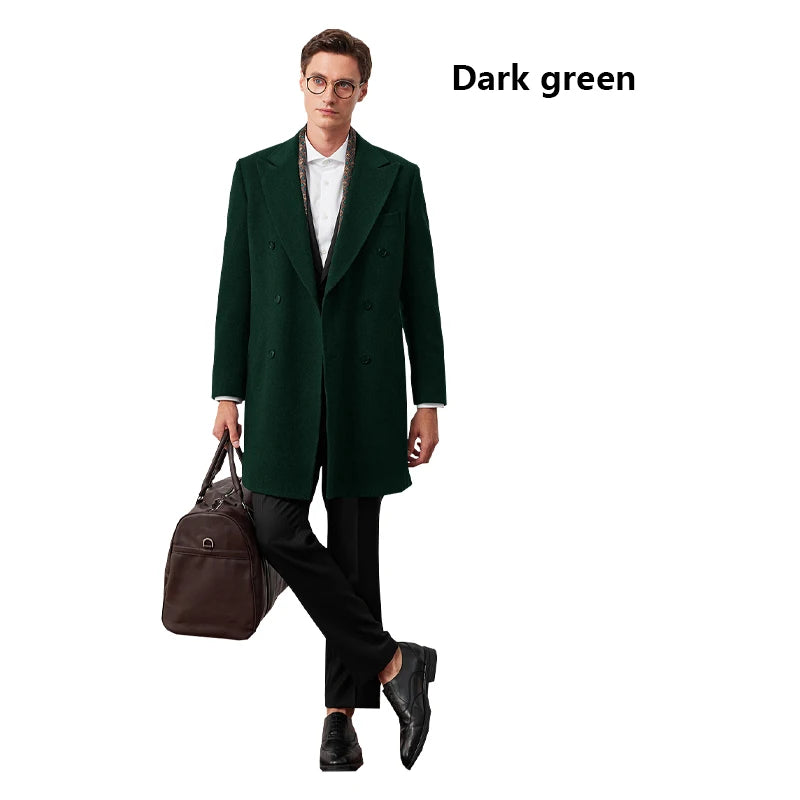 High-end 100% Double-sided Wool Men's Coat with a Suit Collar - Classic Style, Elegant Outfit for Business Casual Wear, Soft