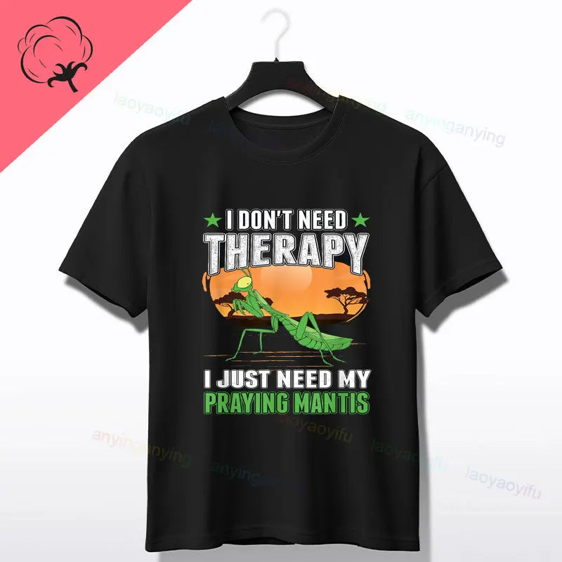 Praying Mantis Insects Bug Love Praying Mantis- Retro T-Shirt 100% Cotton Short Sleeve O-neck Tee Humor Style Design Casual Wear