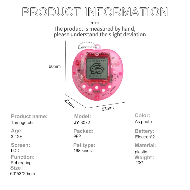 Tamagotchi 1Pcs Children's electronic Pet 168 Pets In 1 Virtual Cyber kid Digital Pet Toy Pixel Funny Gift Play Toy keychain BTJ
