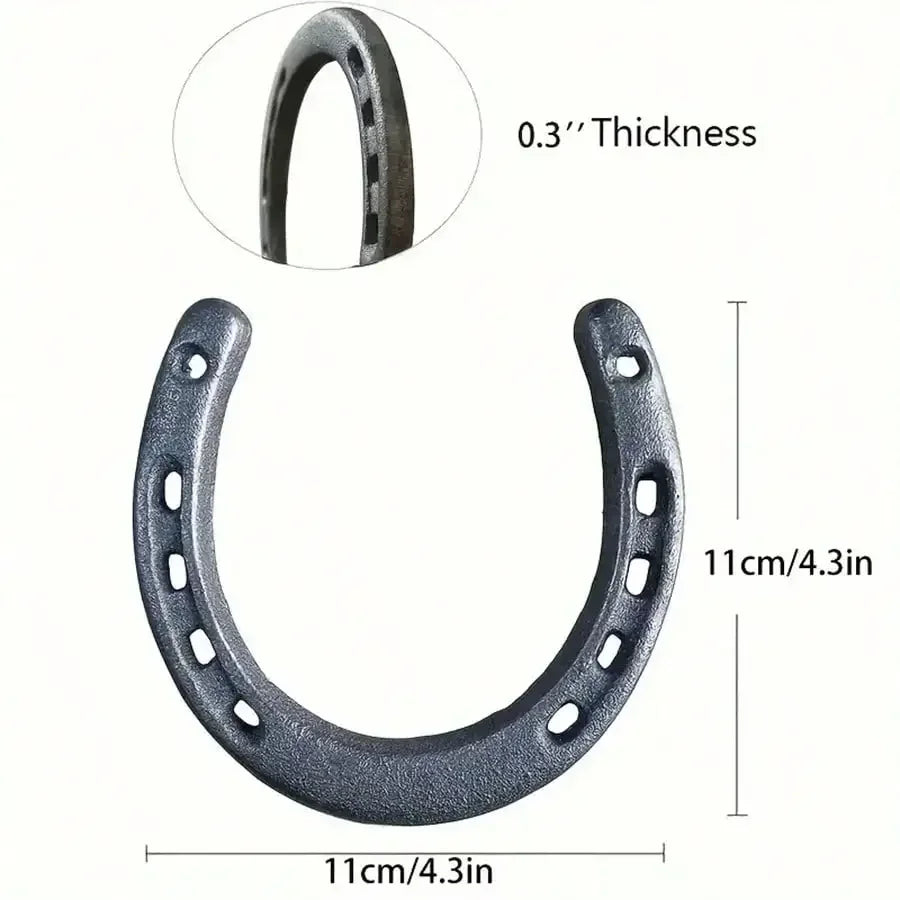 Set of 4 Cast Iron Horseshoes  Hoof Care Excellent Grip and Stability Features Resistant to Wear and Tear for Long - Term Use