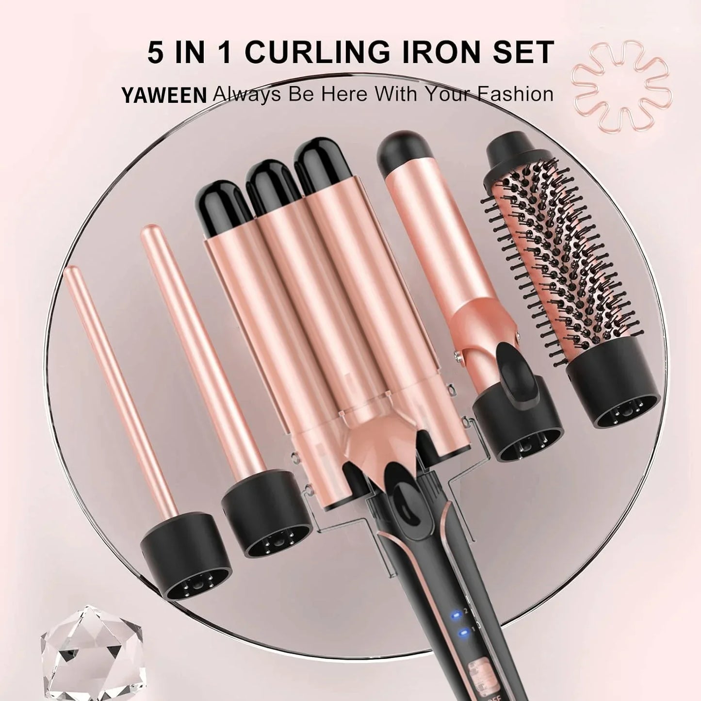 Curling Iron 5-in-1 Hair Curler Professional Curling Wand Beach Waves Hair Tools Appliances Suitable For All Hair Types