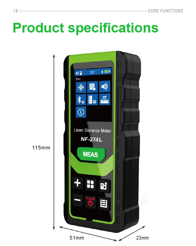 Noyafa NF-274L laser distance meter electronic roulette laser digital tape rangefinder trena metro laser range finder measuring