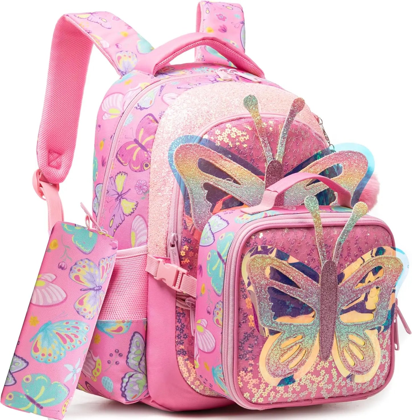 Cute School Backpack for Girls Children Shoulder Bag with Insulated Lunch Box Casual Daypack for Students Back To School Gift