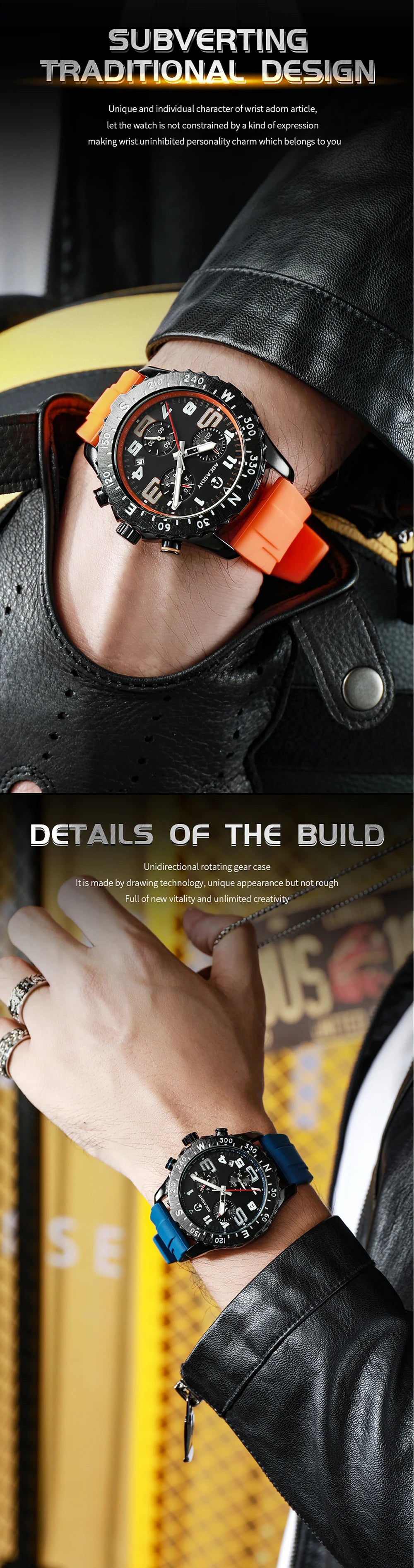 Watch for Men Quartz Wristwatches Casual ENDURANCE Watch Luxury Men Watch Waterproof Luminous Chronograph Watches reloj hombre