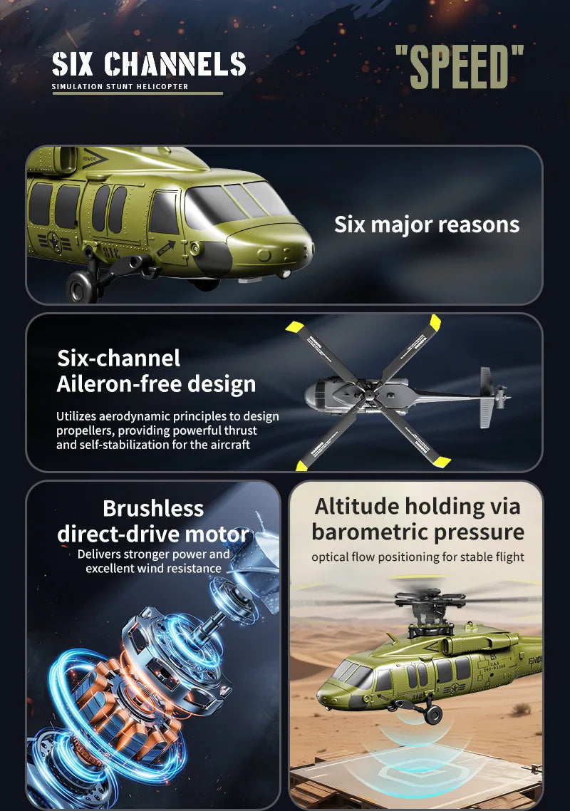 New Rc Plane 6ch Brushless Flying  Aerobatic  Helicopter Air Pressure High Optical Flow Positioning RTF Model Airplane Boy'S To