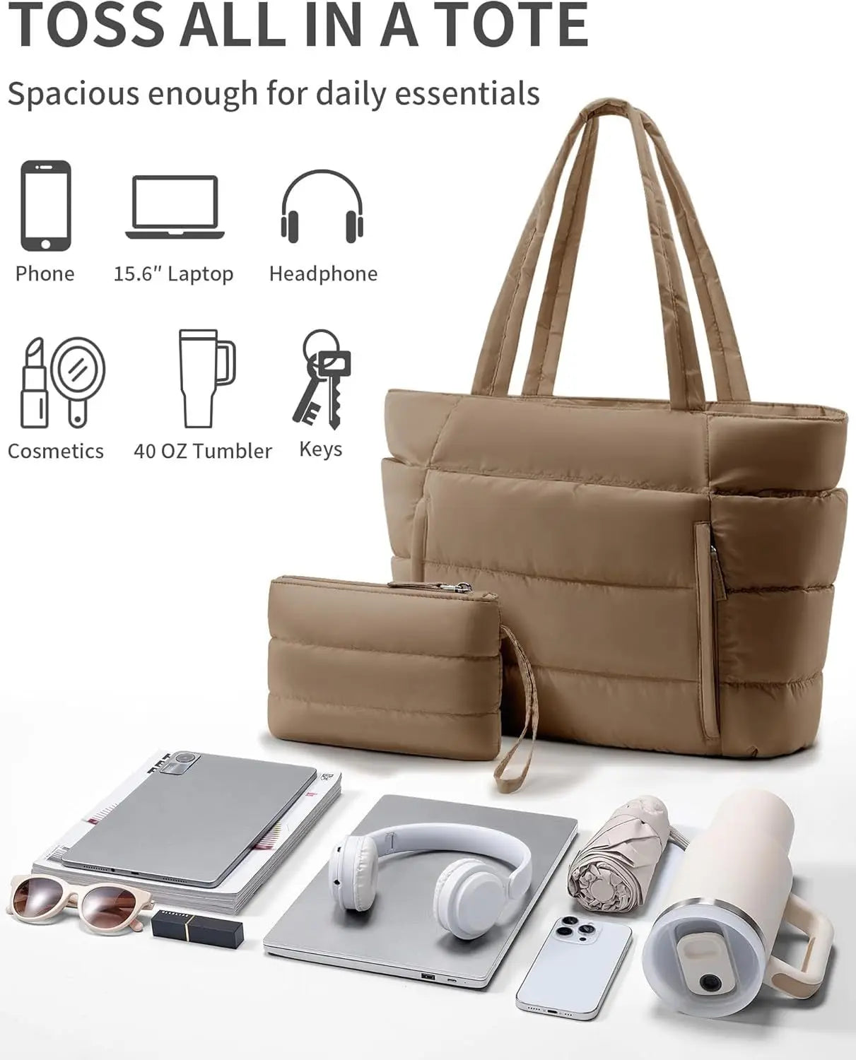 Women Tote bag large-capacity shoulder bag multi-functional travel toiletry makeup bag