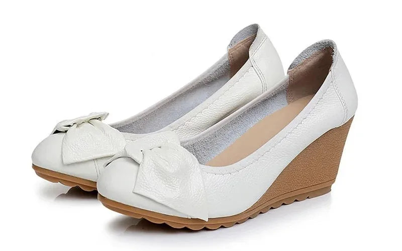 Women's Shoes New Fashion Genuine Leather High Heels Women Wedge Shoes Elegant Casual Woman Shoes Ladies Wedges Female Footwear
