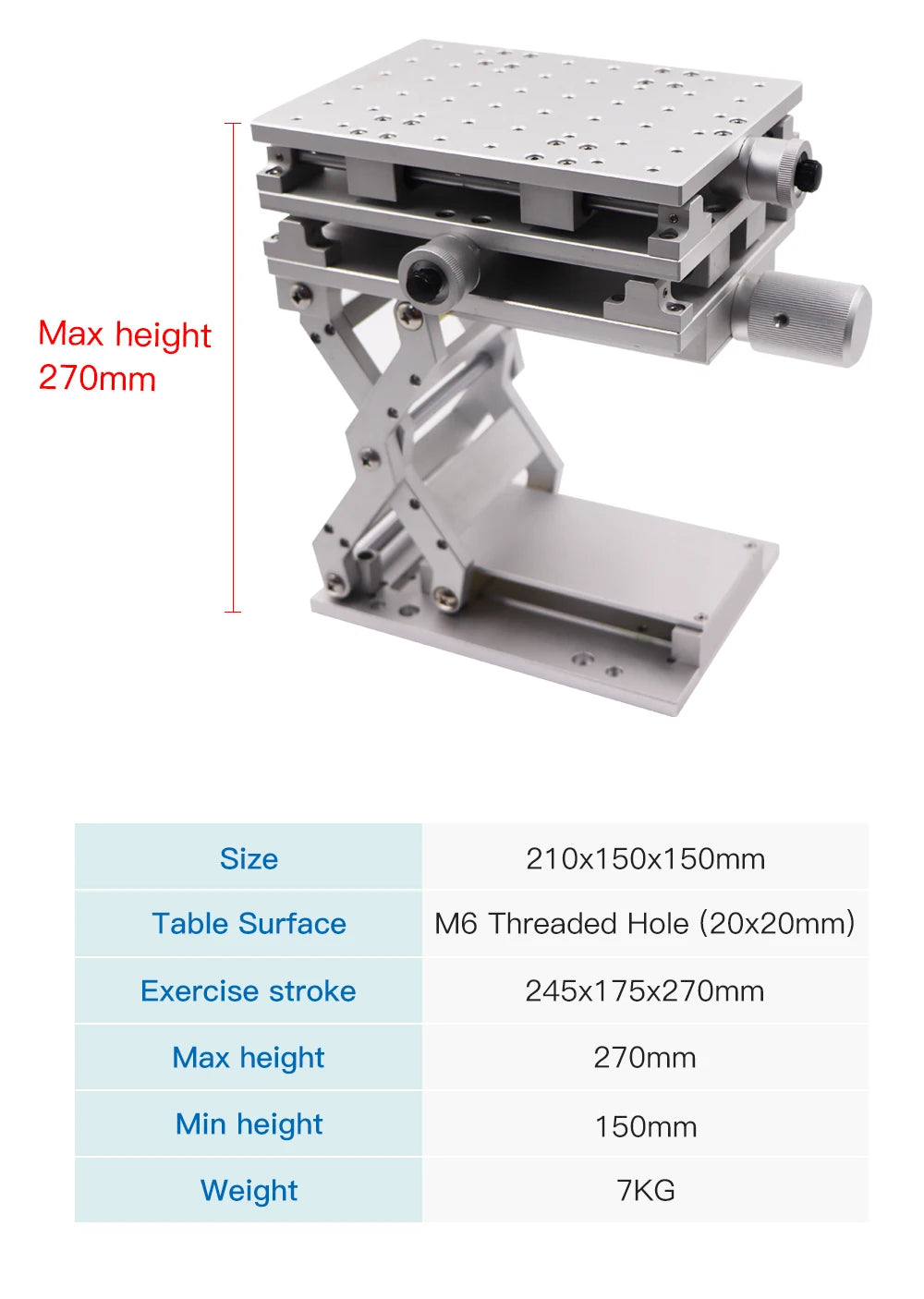 FONLAND 3D Laser Marking Machine Workbench XYZ Axis 210x150x150mm Height 150-275mm for Fiber Laser Machine Machine
