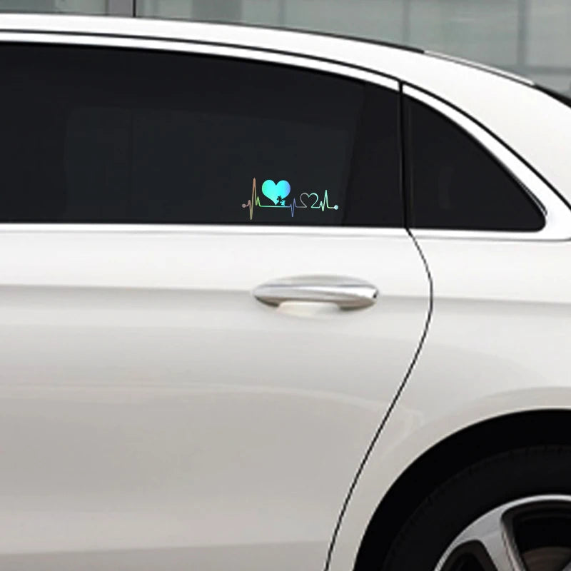 16.6CM*7.2CM Autism Heart Beat Lifeline Creative Car Stickers Car Window Personality Decorative Accessories Car Styling Decals