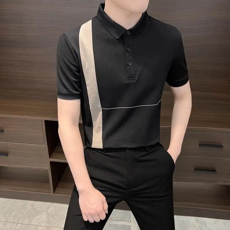 Summer Men's Clothing 2025 New Summer Top Cool and Stylish Ice Silk Trendy Brand Polo Shirt