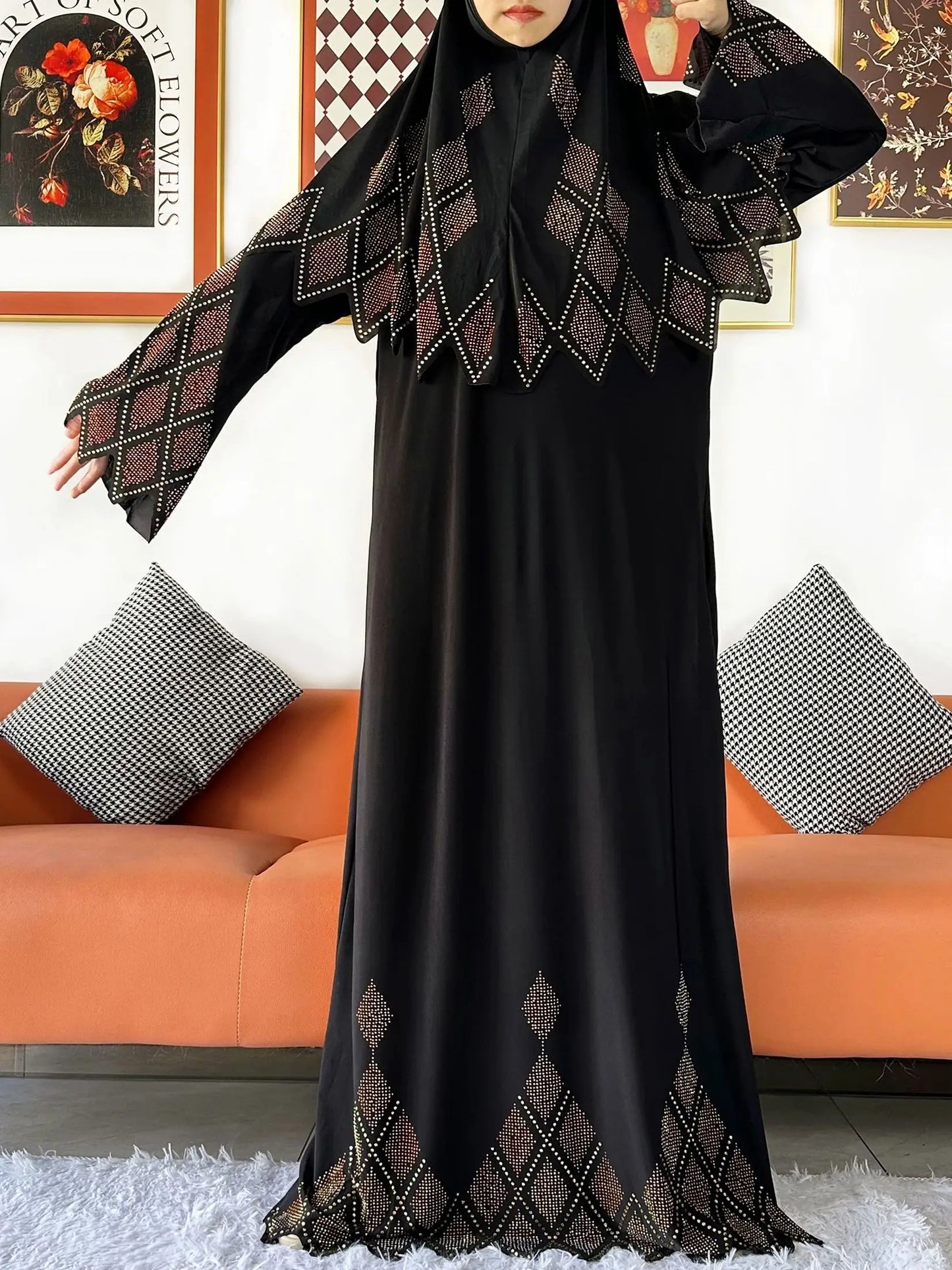 2025 Islamic Women's Hijab Scarf Long Dress Sets Prayer Garment Set Long Khimar Dress And Hijab Combo for Ramadan Daily Wear