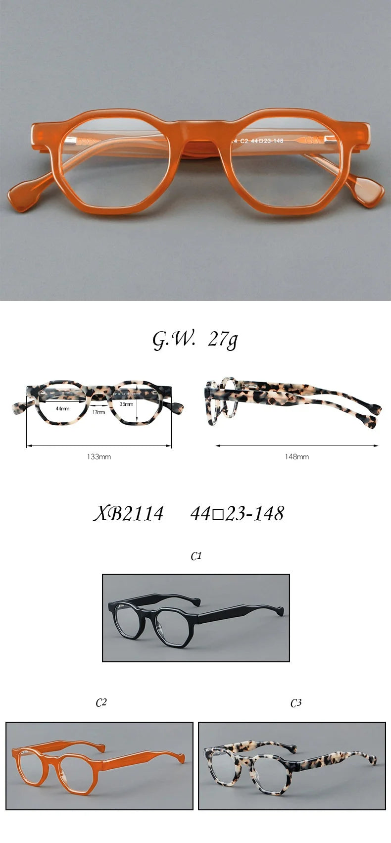 2024 New Plate Glasses Frames Retro Polygonal Men And Women Glasses Frames Round Frame Optical Prescription Glasses Frames 2114