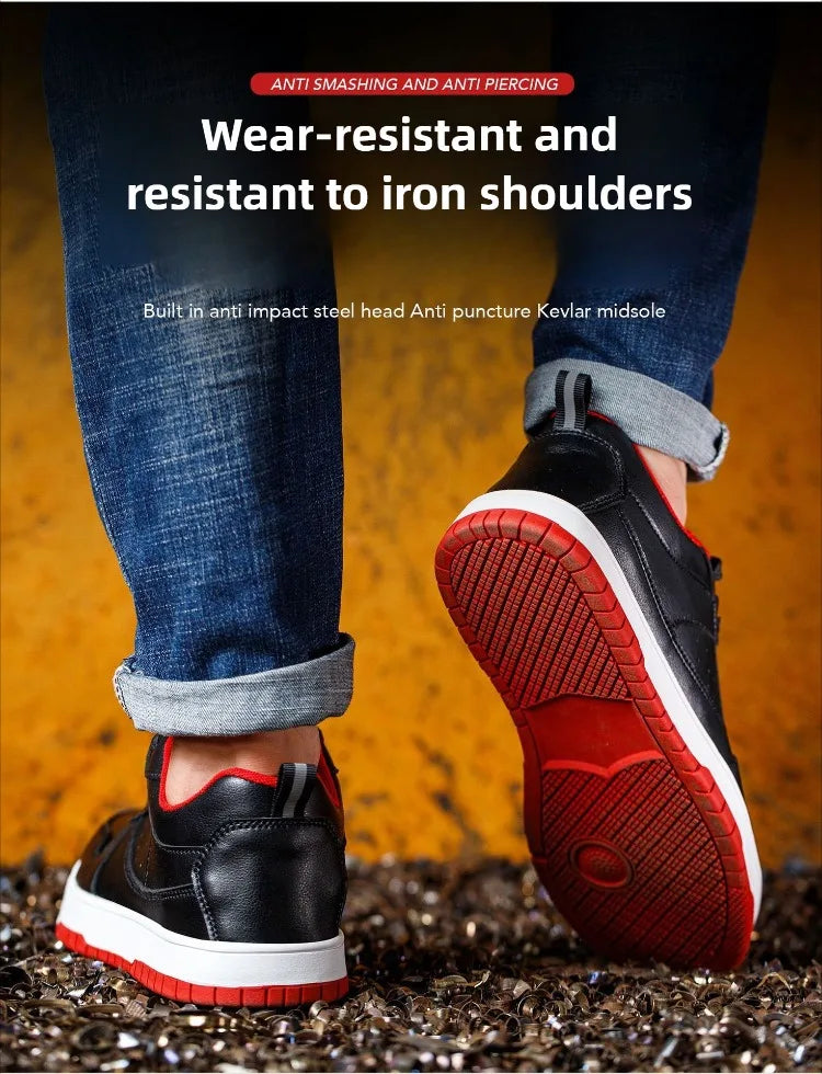 Steel Toe Man Work Boots Industrial Fashion Safety Shoes Men Non-Slip Work Sneakers Construction Waterproof Work Mens Shoes