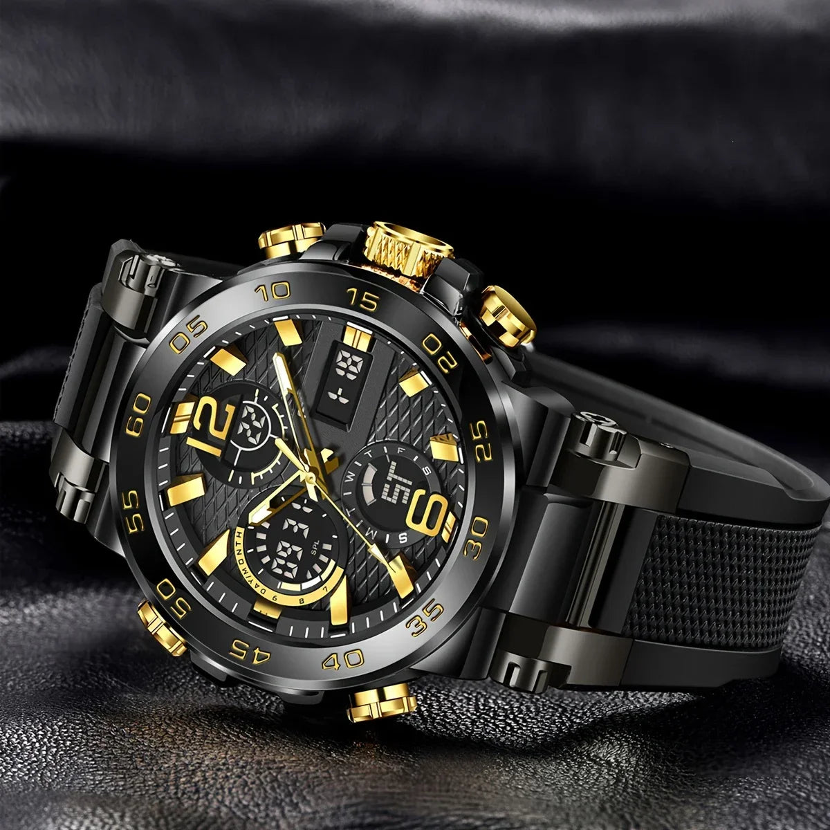 New Watches For Men Waterproof Clock Alarm reloj hombre LCD Dual Display Wristwatch Quartz Military Sports Mens Watch