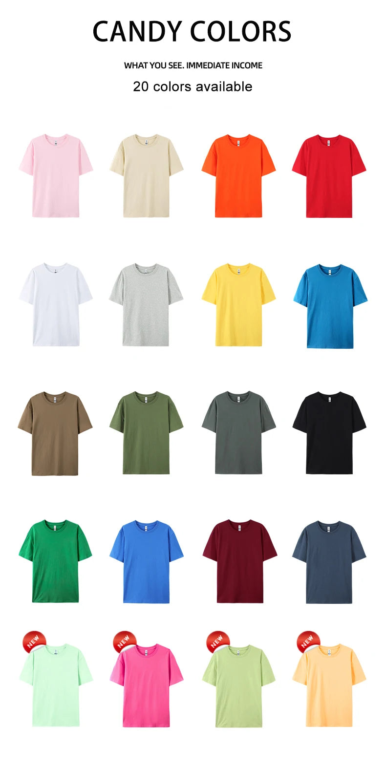 Loose Cotton Solid Tshirts Men Woman Short Sleeve Fashion Brand Trend Couple Clothing Tees Customized Candy Color Summer Tops