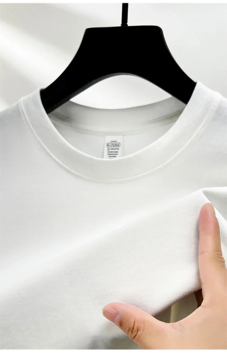 Summer  100% Pure Cotton Men's Short Sleeve Round Neck Fashionable Style Half Sleeved Top Breathable T Shirt Short Sleeve