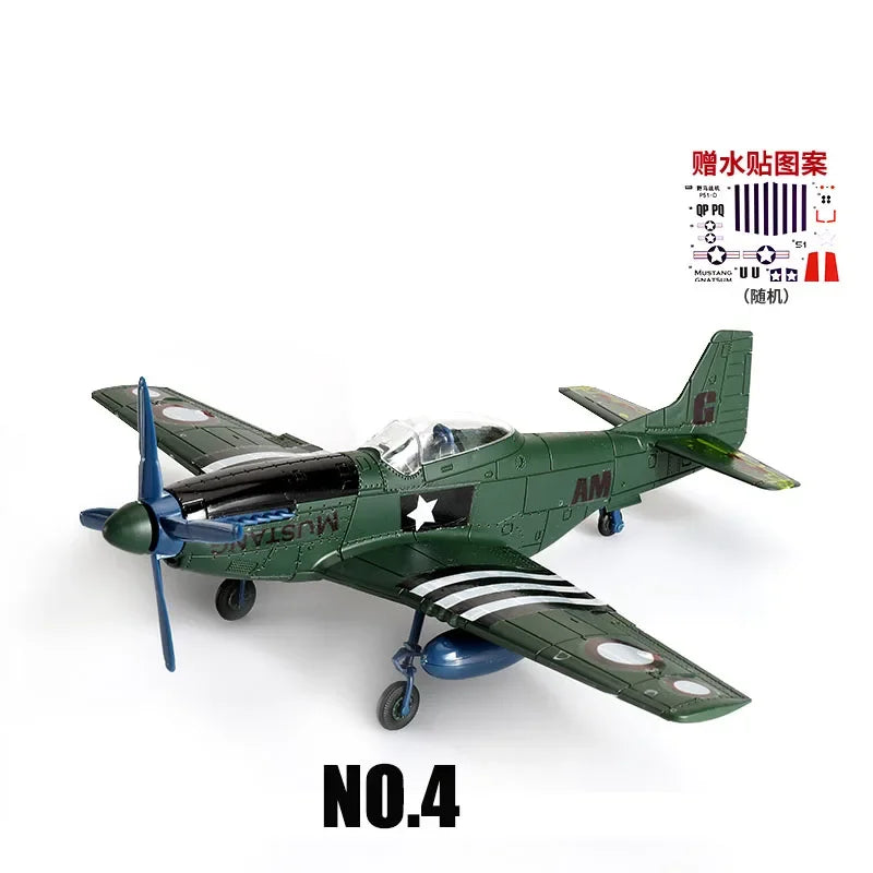 1/48 WWII Fighter Model Pirate Mustang Spitfire Hurricane BF109 4D Assemble Aircraft Plastic DIY Airplane Toy Building Kits