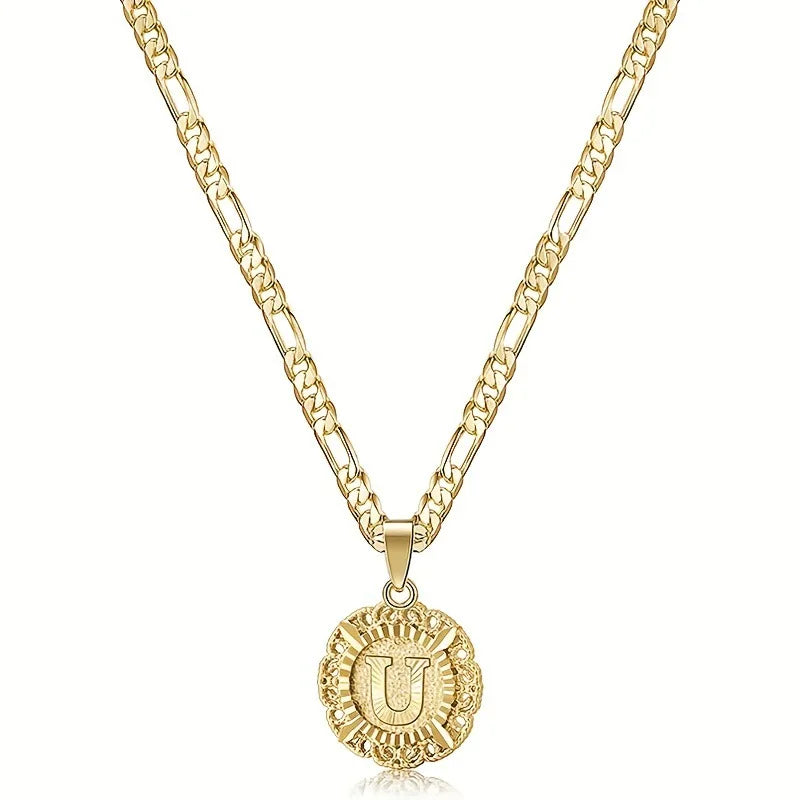 26 letter pendant necklace, round trendy and versatile women's collarbone necklace, jewelry gift