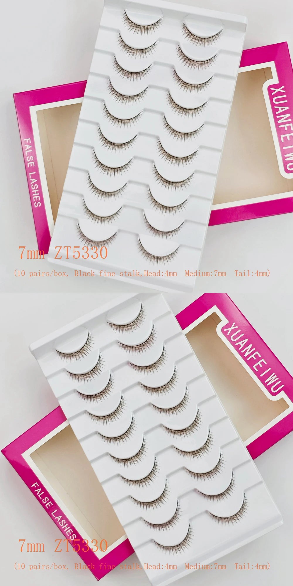 Xuanfeiwu Natural Short Style No-Makeup Look Sparse Full-Strip Ultra-Natural Realistic One-Piece Natural-Looking False Eyelashes DIY Self-Application Beginner Light Makeup Eyelashes