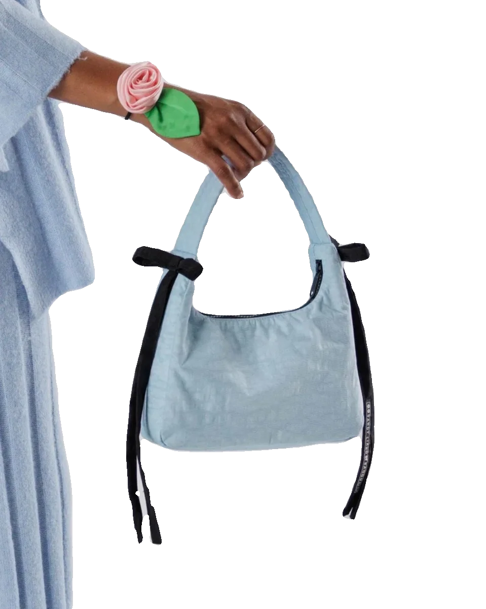 Baggu Bow Handbag Pure Color Underarm Nylon Versatile Women's Bag British Style Casual Zipper Closure Versatile for All