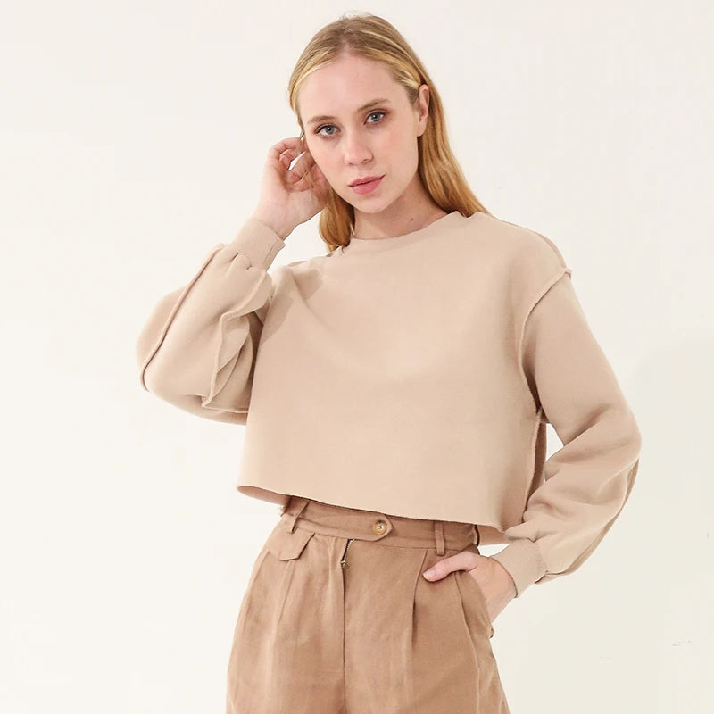 Thick Oversized Women Sweatshirt Hoodies Warm Fleece Casual Long Sleeve Harajuku Streetwear Crop Pullover Ropa Mujer