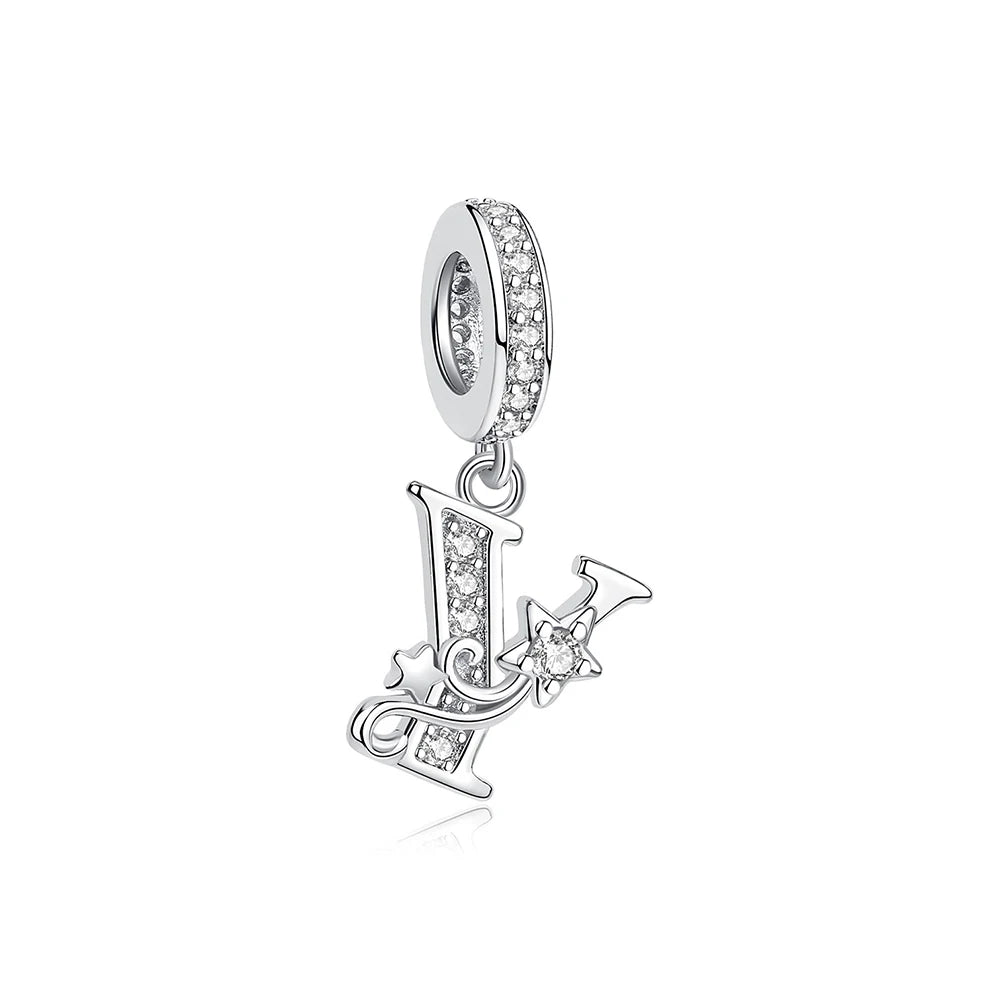 925 Sterling Silver Charms Original Letter Alphabet A-Z Pendant Beads Fit Brand Bracelets Necklaces Diy Jewelry For Women