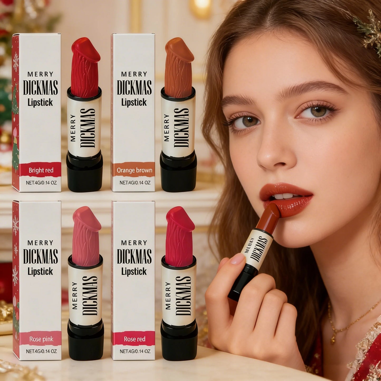 Christmas Party Lipstick Versatile Lip Makeup Silky Smooth Matte High Pigmented Non-Smudge Three-Dimensional Waterproof Lipstick