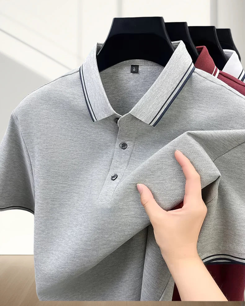 100% pure cotton summer men' luxury brand polo shirt temperament golf short style business casual high-quality T-shirt short top