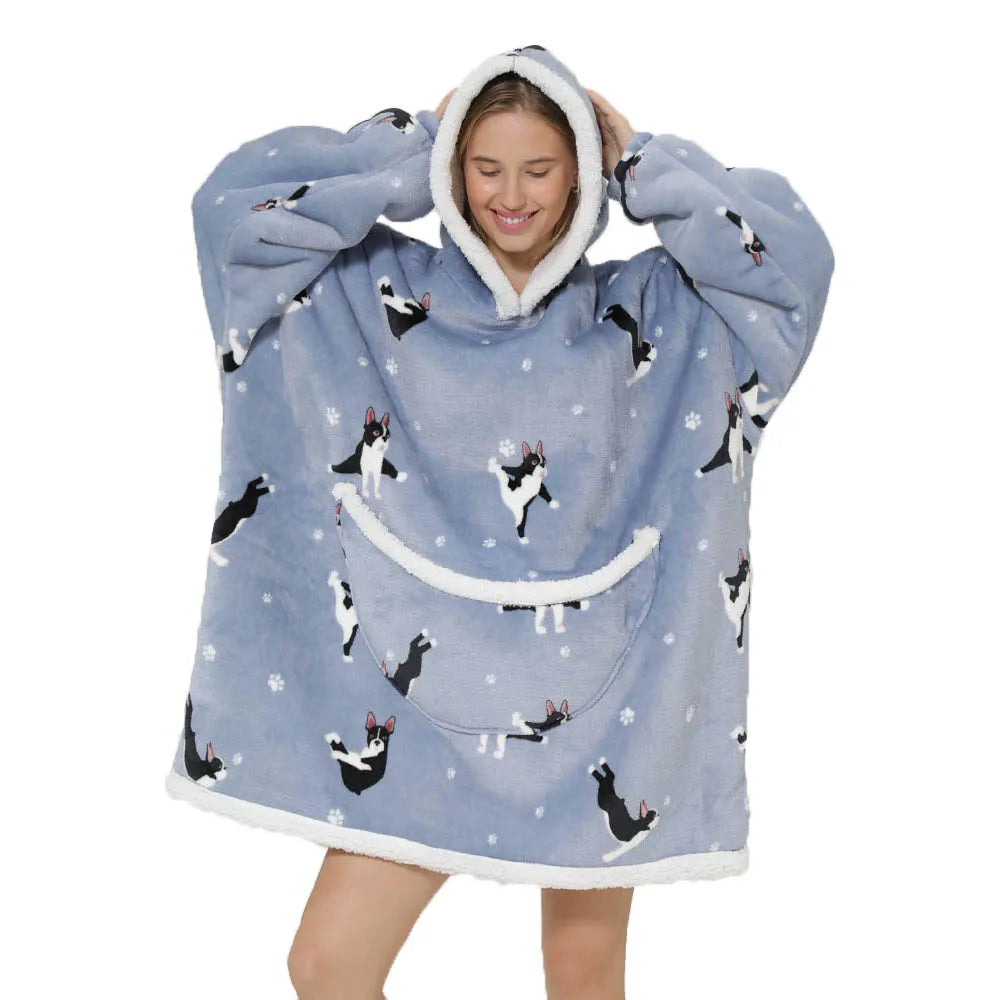 Oversized Blanket Hoodie with Big Pockets for Women Christmas Sweaters Hooded Cute Wearable Fleece TV Blanket for Couple Hoodies