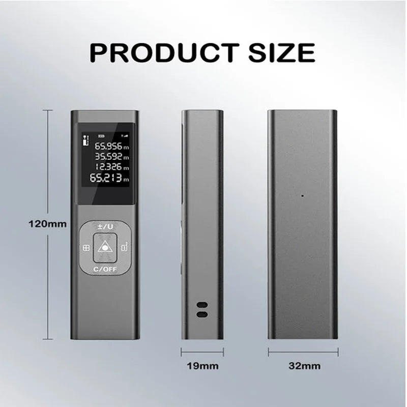 3-in-1 Laser Measure & Line Laser 40M/50M/60M/80M - Distance Meter with Cross-Line, Laser Level with 3 Lasers Heads, 1.4" LCD