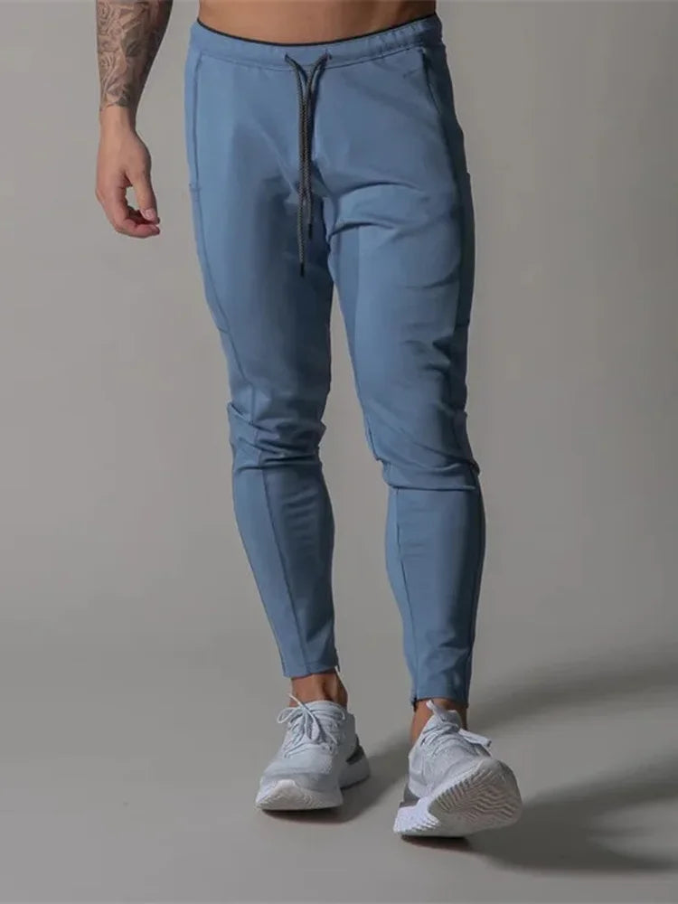 Spring and autumn sports trousers for men, running cotton slim-fitting trousers with ankle zippers, casual sweatpants