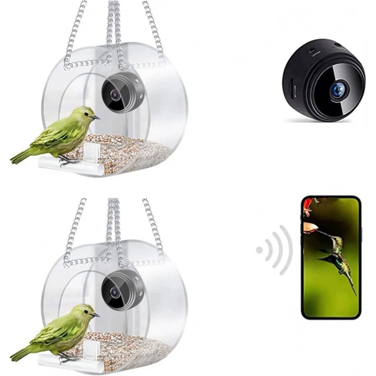 ABKJ-Bird Feeder With Camera, With HD Night-Version Bird Watching Camera For Outdoor Bird Watching & Capture Photos C