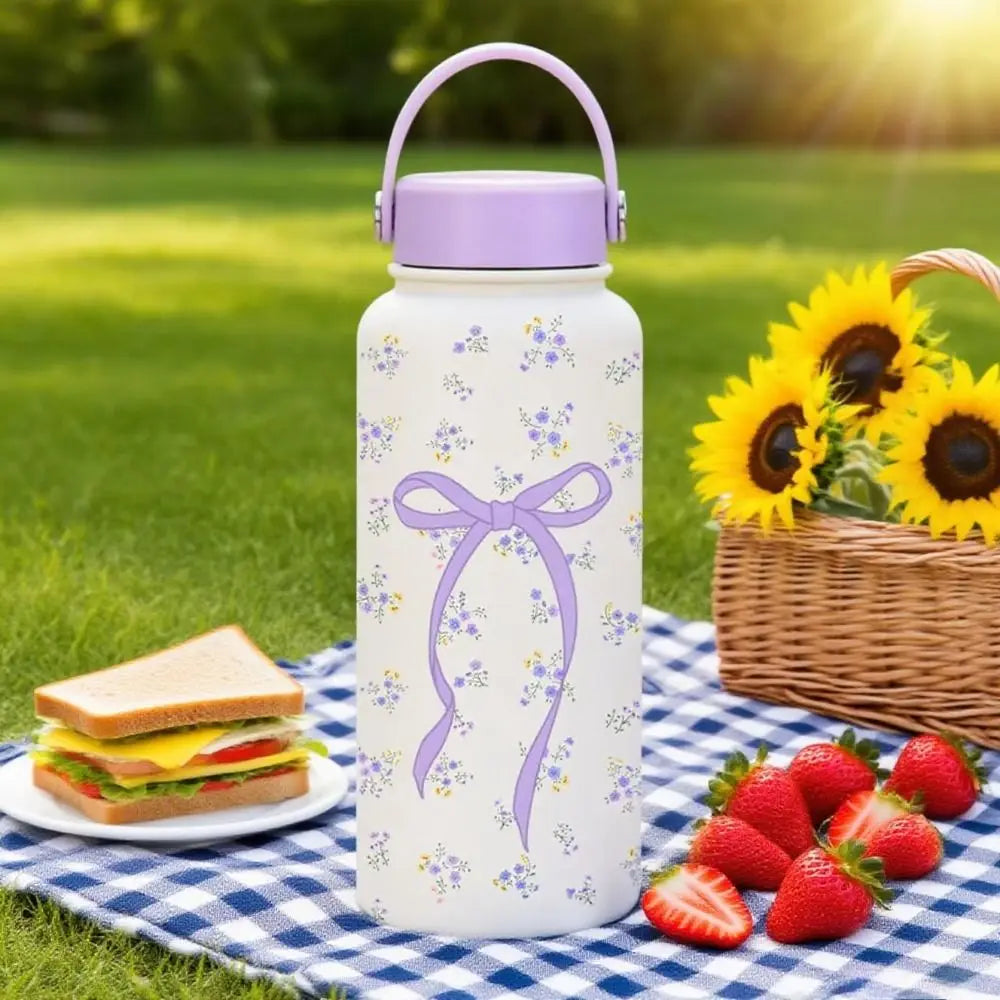 Gift INS Insulated Water Bottle Portable 1L Outdoor Insulated Mug Stainless Steel Leak-proof Thermal Water Bottle Office