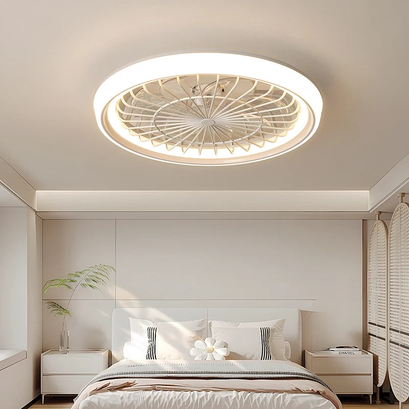 New Ceiling Fan Light Living Room Bedroom Modern and Simple Home Intelligent Remote Control Restaurant LED Fan Light