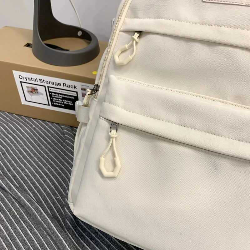 College Style Canvas School Bags For Girls Solid Junior High School Student Schoolbag Korean Version Laptop Backpack Women Boys