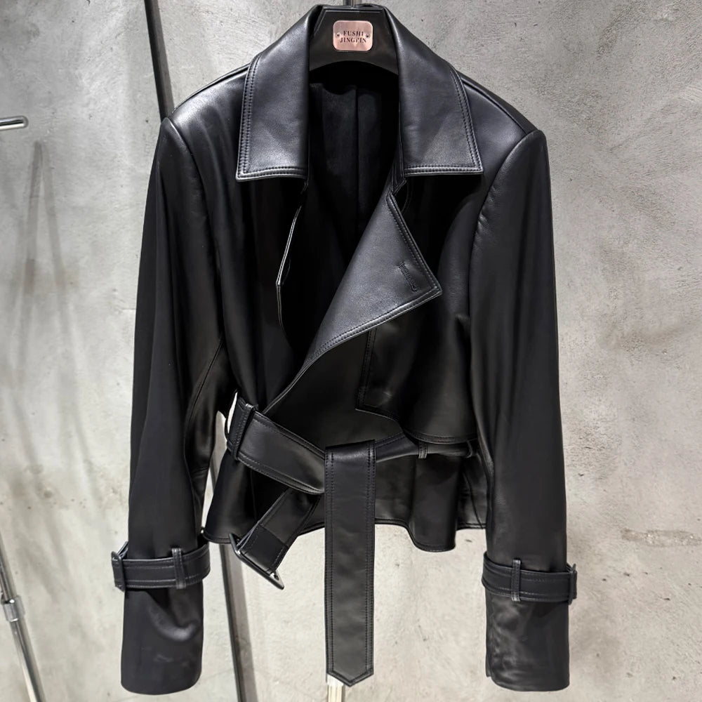 Ladies Blazer Leather Coat Office Lady Sheepskin Jackets Female Genuine Leather Outwear