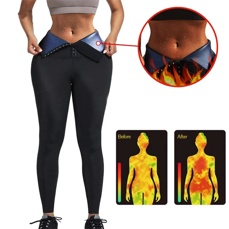 Sweat Sauna Pants Body Weight Loss Slimming Pants Waist Trainer Shapewear Tummy Hot Sweat Leggings Fitness Workout Pants