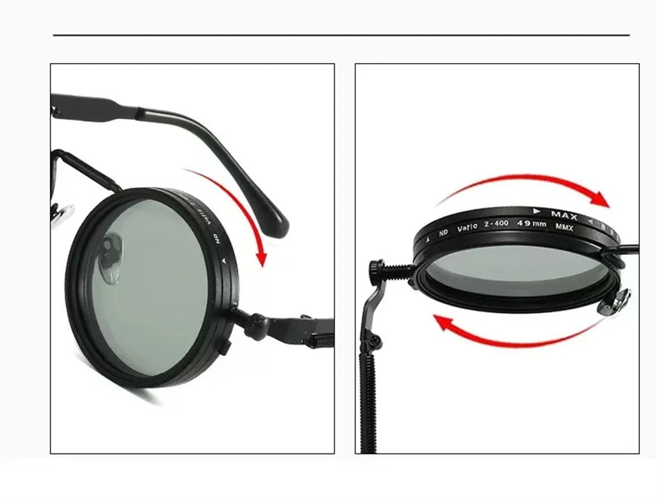 Polarized Round Sunglasses ND9 Adjustable Dimming Sun Glasses Men Women Retro Punk Men's Fishing Eyeglasses Outdoor Shades UV400