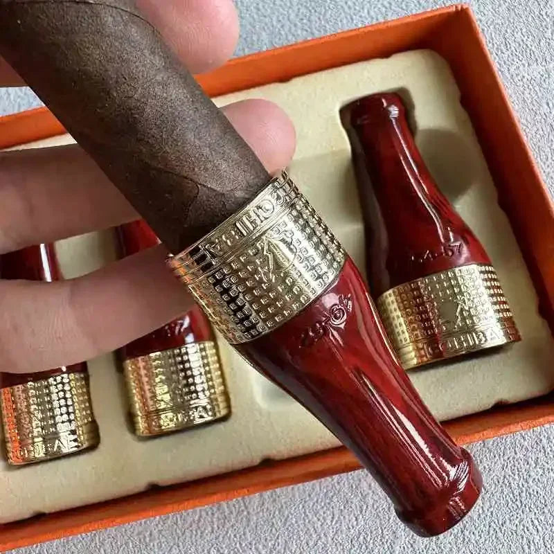 4pcs/set Luxury Cigar Holder Pipe Set Cigar Pipe Holder Tube Cigar Mouthpiece Pipe with Gift Box 118  Smoking Accessories