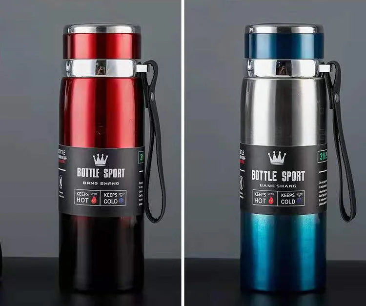 Vacuum Insulated Thermos Water Bottle with Wide Mouth Cup, BPA-Free Stainless Steel Water Bottles Flask for Cold & Hot Drink
