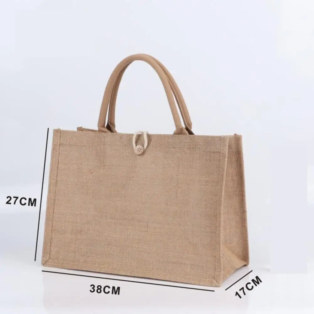 Women Linen Tote Bag Burlap Beach Eco Handbags Portable Top Handle Shopping Bag Large Simple Shoulder Bag Multiple Sizes Handbag