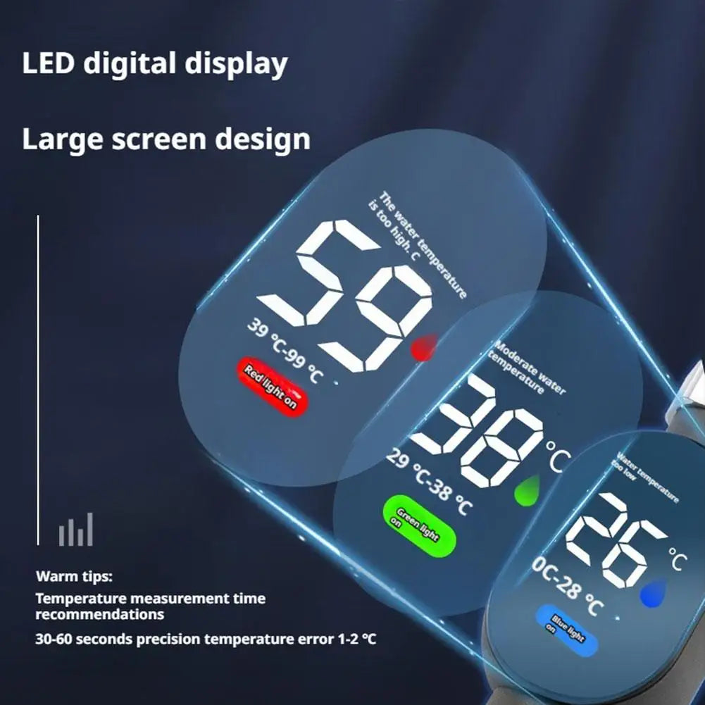 Shower Water Thermometer LED Digital Display&Intelligent Touch Activation 0℃~99℃ Bath Thermostat For Home Bathroom Measurement