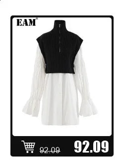 [EAM] Women Black Mesh Irregular Fish Spliced Big Size Blazer New Lapel Long Sleeve Jacket Fashion Spring Autumn 2026 CPG2902